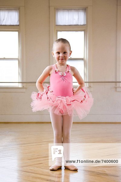 Springville  Utah  USA  Little ballet dancer 4_5 wearing pink tutu  portrait