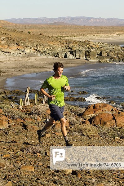 Mann  rennen  Küste  grün  Hemd  Mexiko  vorwärts  Mittelpunkt