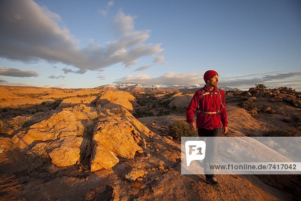 nahe  Mann  wandern  jung  Slickrock Trail  Moab  Utah