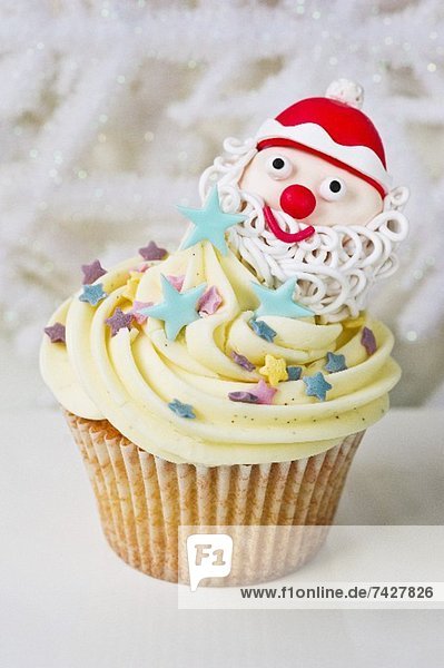 Weihnachtsmann sternförmig Dekoration Zucker Gewürzvanille Vanille cupcake