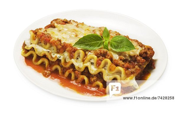 'Serving of Lasagna with Meat Sauce and Cheese