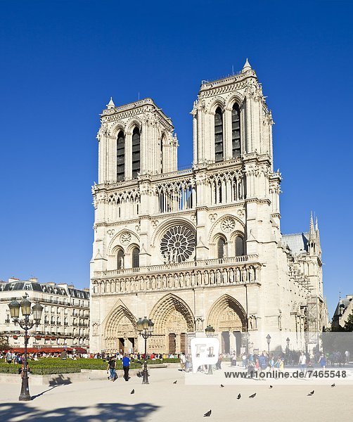 Paris  Hauptstadt  Frankreich  Europa  Kathedrale  Fassade  frontal  Ile de la Cite