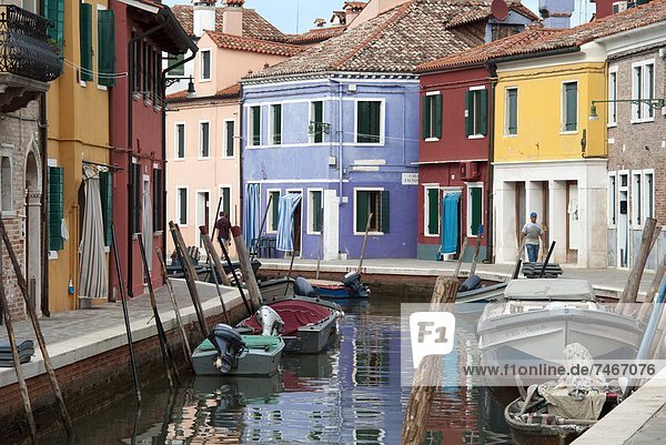 Houses on the waterfront  Burano  Venice  UNESCO World Heritage Site  Veneto  Italy  Europe