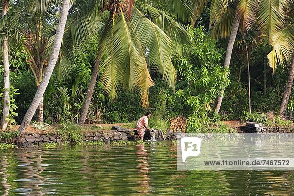 waschen  Fluss  Asien  Indien  Kerala