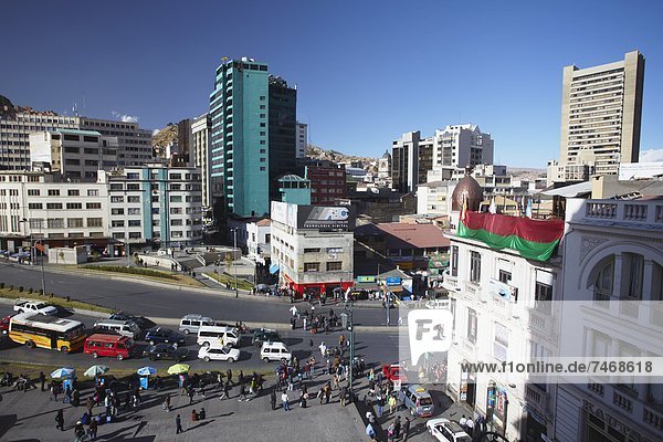 View of Mariscal Santa Cruz Avenue  La Paz  Bolivia  South America