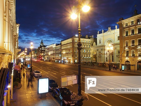 Nevsky Prospekt at night  St. Petersurg  Russia  Europe