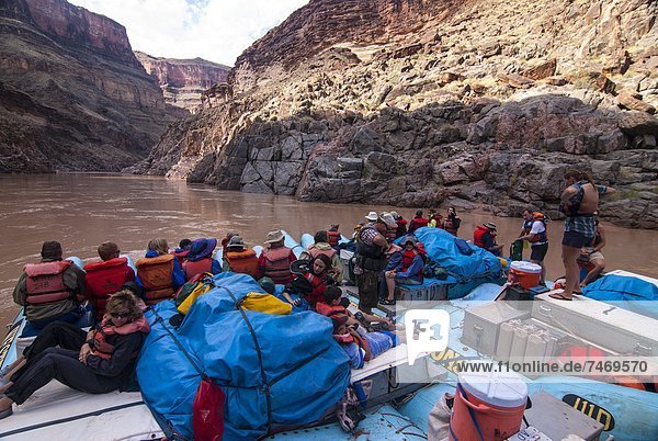 Rafting down the Colorado River  Grand Canyon  Arizona  United States of America  North America