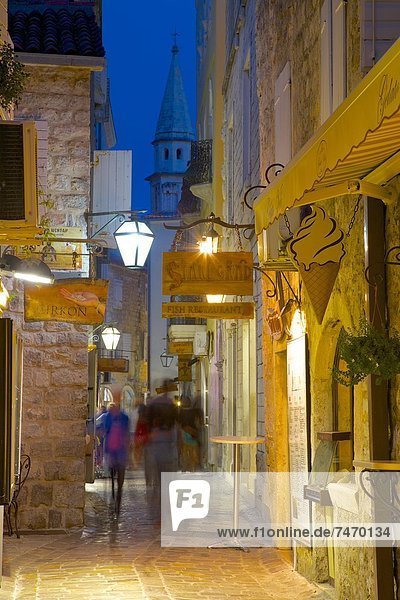 Old Town at night  Budva  Montenegro  Europe