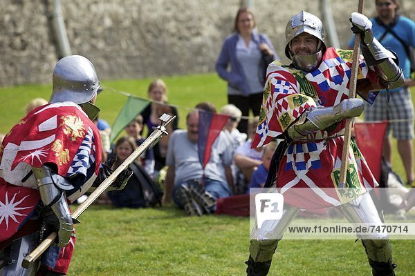 Reenactment of a knight's fight in the Tower of London  England  United Kingdom  Europe