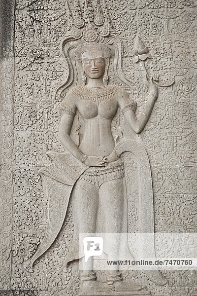 Stone relief carving  Angkor Wat  UNESCO World Heritage Site  Siem Reap  Cambodia  Indochina  Southeast Asia  Asia