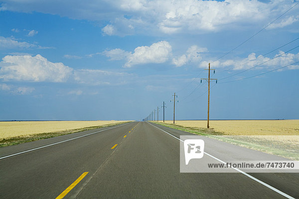 Empty Road and Farmland  Oklahoma  USA
