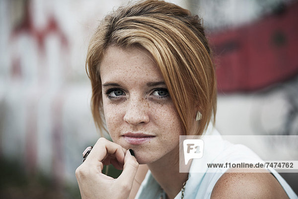 Portrait of Teenage Girl  Mannheim  Baden-Wurttemberg  Germany