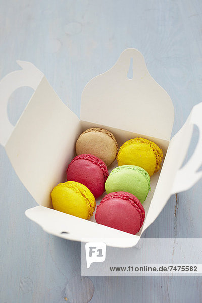 Box of Macarons on Wooden Surface  Arcachon  Gironde  Aquitaine  France