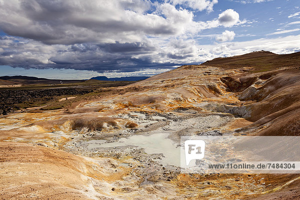 Fumaroles  mud pot  volcanic landscape  Krafla  North Iceland  Iceland  Europe