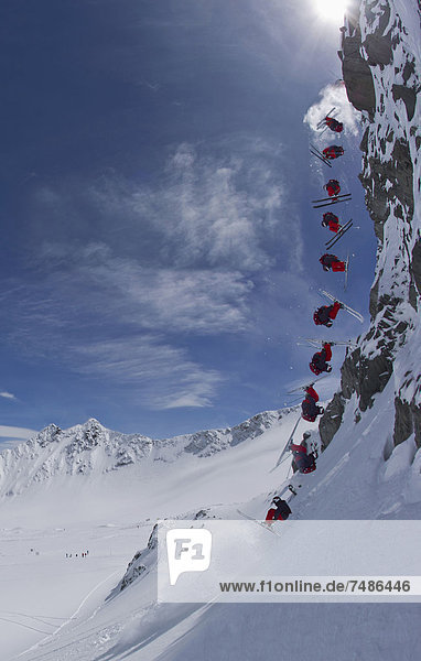 Österreich  Tirol  Mehrfachbelichtung Skimann