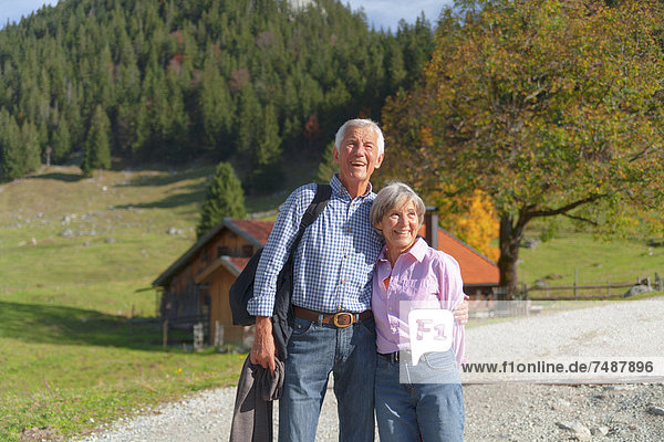 Germany  Bavaria  Senior couple on mountain hike near Wendelstein