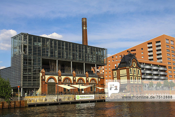 Modern architecture at the Spree river  bank of the Spree river  Berlin  Germany  Europe