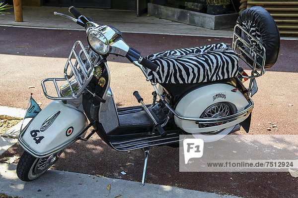 Vespa scooter with a zebra design  Frejus  French Riviera  France  Europe