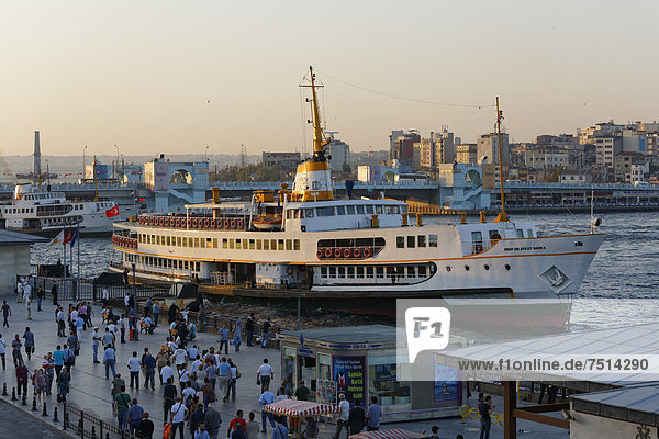 Ferry  Eminönü ferry port  Golden Horn  Istanbul  Turkey  Europe  PublicGround