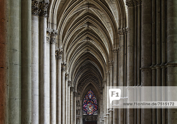 Kathedrale Notre Dame Reims  Seitenschiff  Via Francigena  Frankenstraße  Reims  Departement Marne  Region Champagne-Ardennen  Frankreich  Europa