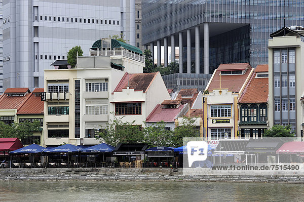 Bankenviertel Boot Restaurant Kai Asien Singapur