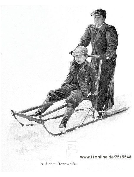 On a Sleigh  an illustration from Moderne Kunst in Meisterholzschnitten  a yearbook from 1900