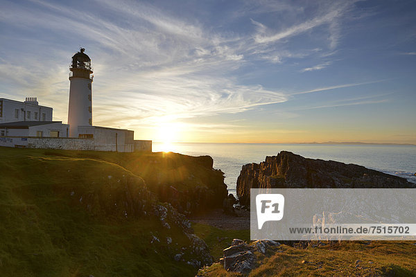 Rua Reidh Lighthouse  Sunset  Melvaig  Gairloch  Wester Ross  Scotland  United Kingdom  Europe