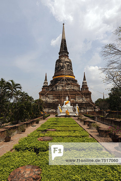 Chedi Chaya Mongkol  Wat Yai Chai Mongkon  Ayutthaya  Thailand  Asien