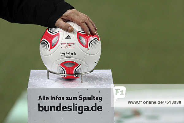 Ball for the match displayed before the start of the match between FC Kaiserslautern and Erzgebirge Aue  Fritz-Walter-Stadion  Kaiserslautern  Rhineland-Palatinate  Germany  Europe