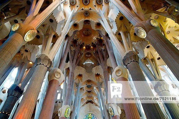 Barcelona Spain Inside Of The Sagrada Familia In Barcelona