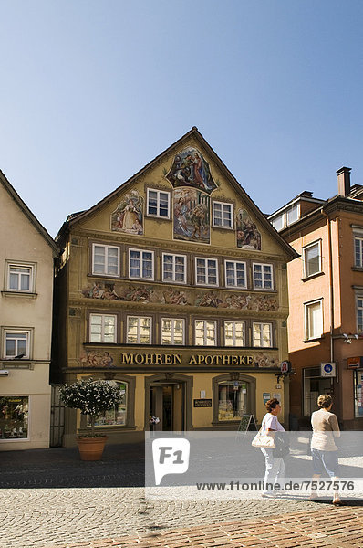 Mohrenapotheke pharmacy  rebuilt in 1763 as a simple gable house by city architect J.M. Keller in the baroque style  Schwaebisch Gmuend  Baden-Wuerttemberg  Germany  Europe