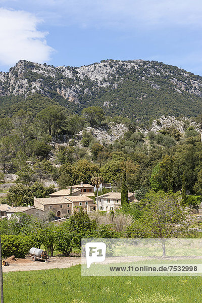 Blick auf die Ortschaft Orient  Urbanisation Alaro  Mallorca  Balearen  Spanien  Europa