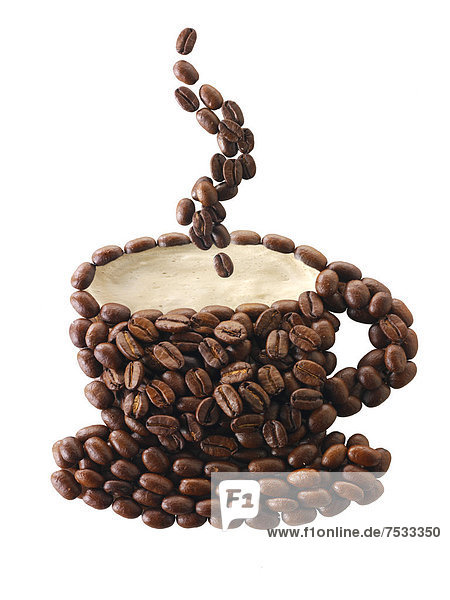 Kaffeebohnen in der Form einer Kaffeetasse