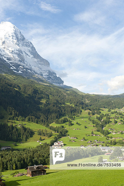 Europa Alpen bedecken Eiger Norden Berner Oberland Grindelwald Schnee Schweiz Kanton Bern