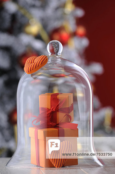 Geschenk Glas unterhalb Weihnachten Glocke