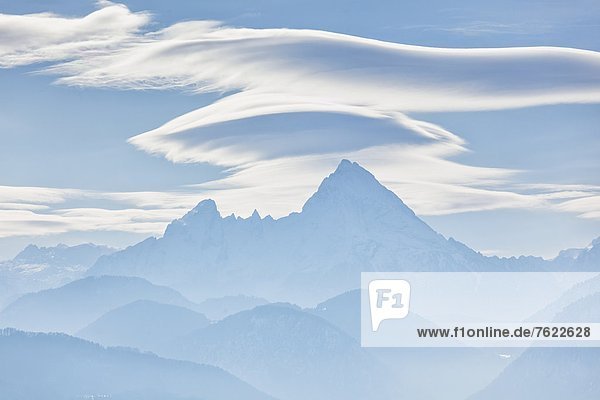 View from Gaisberg to Berchtesgaden Alps in winter Austria