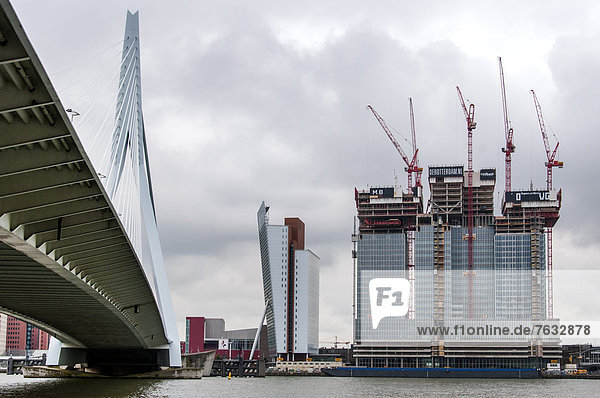 Erasmusbrücke und Wilhelminapier  Rotterdam  Niederlande