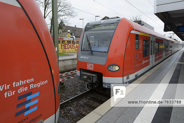 S-Bahn-Züge werden verbunden  S-Bahn-Zug der Baureihe 423  Sindelfingen  Baden-Württemberg  Deutschland  Europa