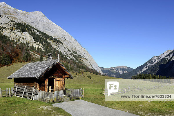 Almkapelle  Eng-Alm  Großer Ahornboden  Karwendel-Gebirge  Rißtal  Tirol  Österreich  Europa  ÖffentlicherGrund