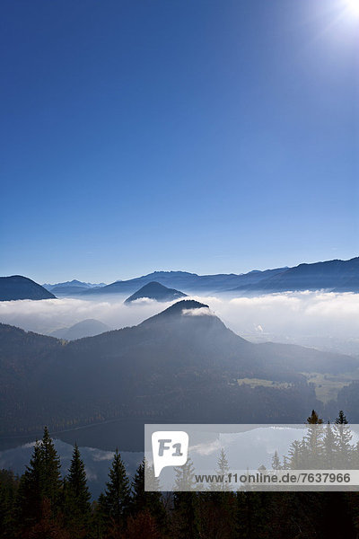 sea of fog  Auseerland  Styria  Austria  Altaussee  Grimming  bath Village Tern  Wood  Forest  Mountains