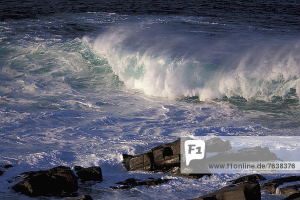 Felsbrocken  Wasser  Felsen  Ozean  Wasserwelle  Welle  Meer  blau  Neufundland  Kanada  Cape Spear