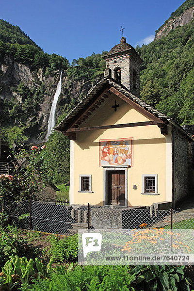 Switzerland  Europe  Canton  Ticino  Bavona Valley  Foroglio  Travel  Geography  Village  Chapel  Waterfall  Tranquil  Scenic  Vertical