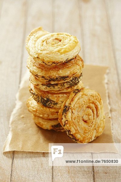Puff pastries with salami and cheese