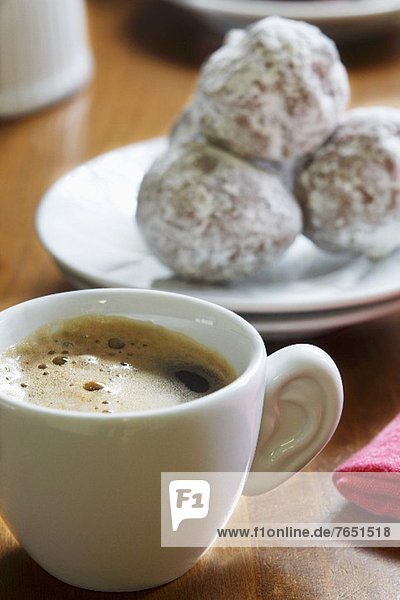 Cup of Espresso with Mexican Wedding Cookies