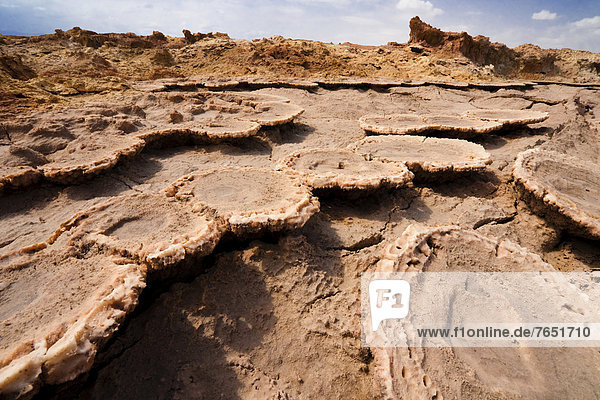 Felsbrocken Quelle Ecke Ecken Anordnung Vulkan Dallol
