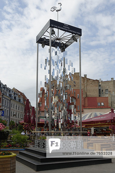 Europa Skulptur Engagement Weihnachtsbaum Tannenbaum Dekoration Riga Hauptstadt 500 Lettland