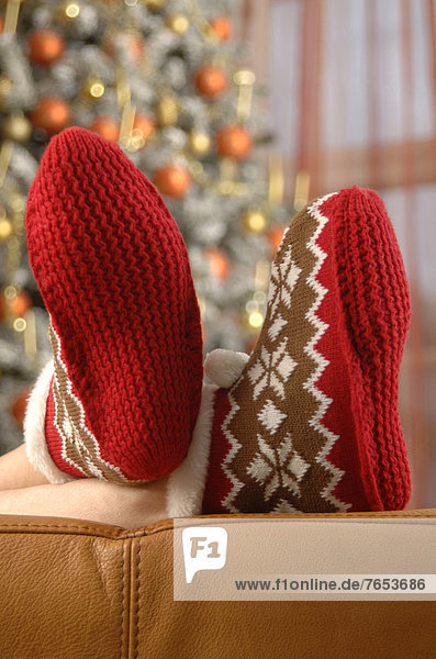 Muster Couch Zeit Weihnachten Norwegen rot Hausschuh Strickkleidung Ar Schnittmuster