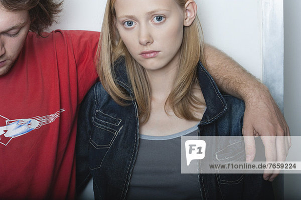 Young woman with boyfriend  portrait