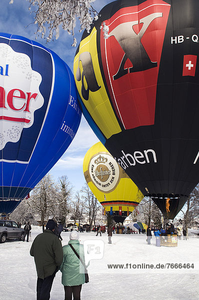 Hot-air balloons  12th Tegernseer Tal Montgolfiade  Bad Wiessee  Bavaria  Germany  Europe