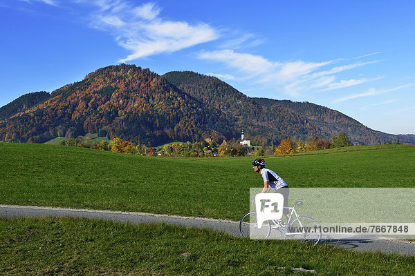 Racing cyclist  Ruhpolding  Chiemgau region  Upper Bavaria  Bavaria  Germany  Europe